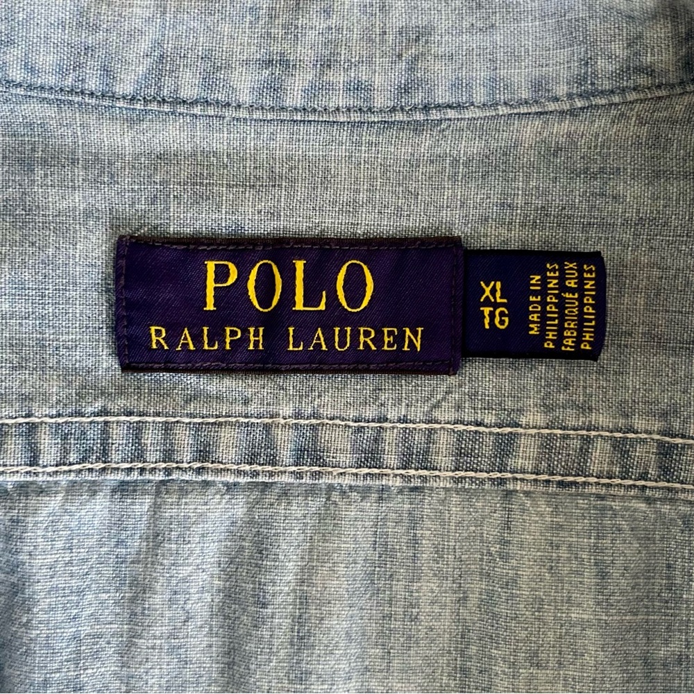 Polo Ralph Lauren Nautical Marine Chambray Work Shirt Size XL - Picture 12 of 15